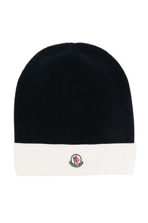 Blue and white cotton beanie MONCLER KIDS | 3B00002M1367P70